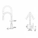 Смеситель для кухни Pure-015-F3/Graphite с гибким изливом (47058)