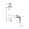 Сифон для мойки NOVA, выпуск 70мм разборный, гофра d40/50 1060N