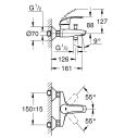 Смеситель для ванны Grohe Eurosmart однорычажный Хром (33300002)